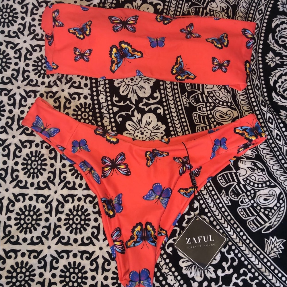 Butterfly ribbed bikini set